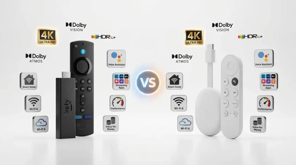 Fire TV Stick 4K vs Chromecast comparison for streaming performance and smart TV features